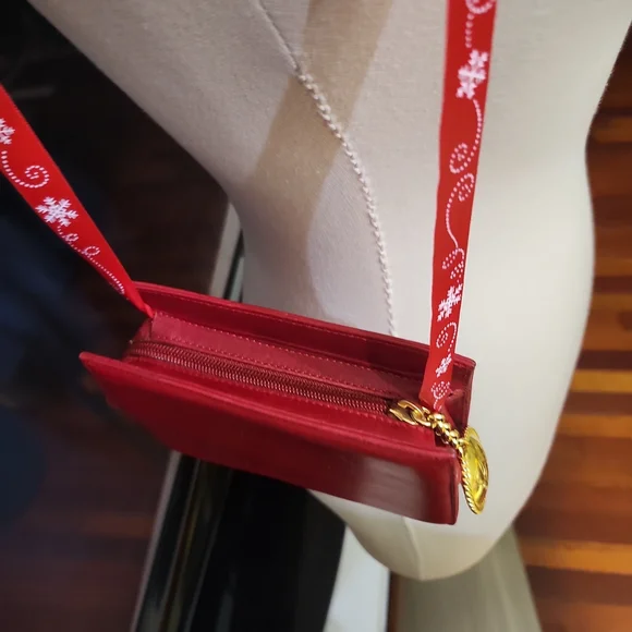 Loewe Red Leather Mini Clutch w/Gold Logo Branded Zipper Pull Charm Clutches & Wristlets